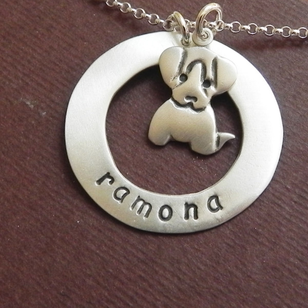Personalized puppy dog sterling silver necklace - cute animal necklace - pet lover necklace