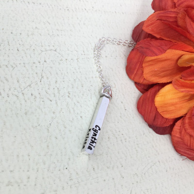 Personalized swivel bar necklace - mother necklace - silver swivel four sided bar - layering necklace - silver personalized vertical bar