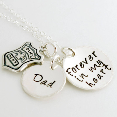 Police Officer Memorial Necklace Personalized Sympathy Jewelry Hand Stamped Sterling Silver