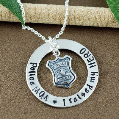 Proud Police Mom Necklace, I raised our HERO Personalized Necklace, Police Mom Jewelry, Gift for Police Mom, Police Shield Jewelry