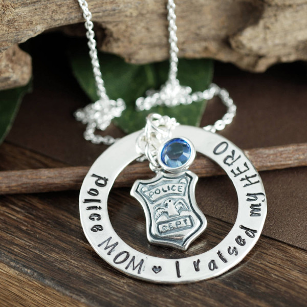 Proud Police Mom Necklace, I raised our HERO Personalized Necklace, Police Mom Jewelry, Gift for Police Mom, Police Shield Jewelry