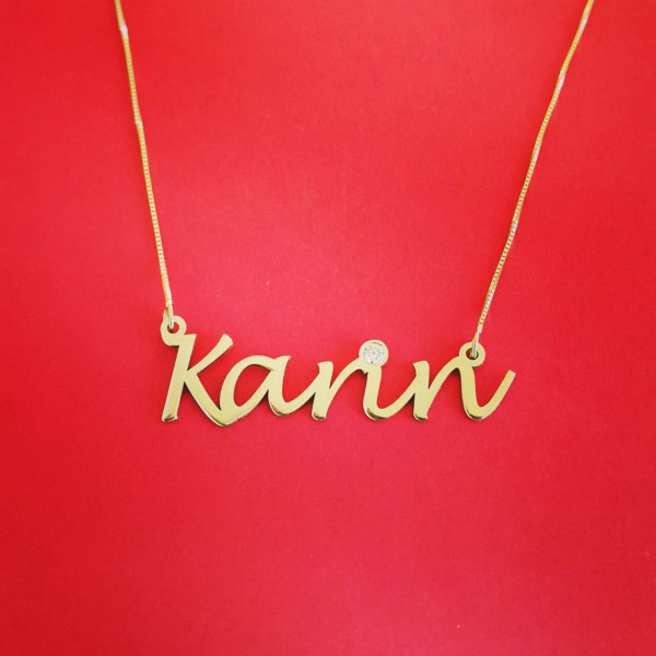 Pure Gold Name Necklace 18kt Nameplate Necklace Name Pendal Necklace Personalized 18k Gold Nameplate Necklace Gold Chain With Name Pendant