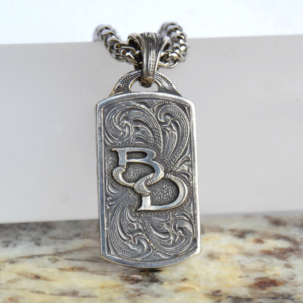 Rockin Out Jewelry - Customized Dog Tag - Brand - Initials - Necklace - Pendant - Sterling Silver - Personalized Necklace - Western Jewelry