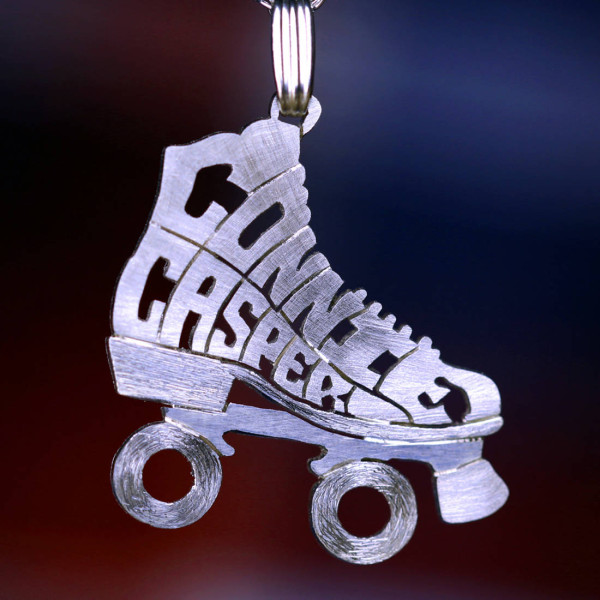 Roller skate necklace pendant, sterling silver 925 or 18k gold, roller skate name necklace, Sterling skate pendant, 18k roller skate.