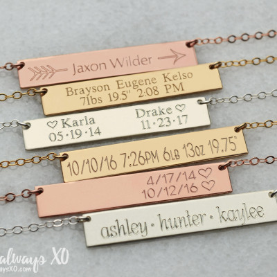 Roman Numeral Necklace, Custom Bar Necklace, Date Necklace, Birthday Gift, Gold Bar Necklace, Wedding date, anniversary date LA104