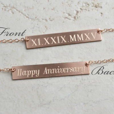 Roman Numeral Necklace, Custom Bar Necklace, Date Necklace, Birthday Gift, Gold Bar Necklace, Wedding date, anniversary date LA104