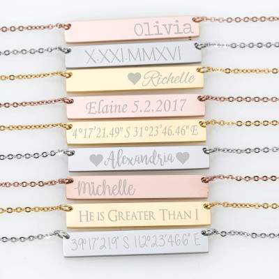 Roman Numeral Necklace, Date Necklace, Wedding Date Necklace, Custom Date Necklace, Bar Necklace, Monogram, Bridesmaid Gift, Wedding Gift