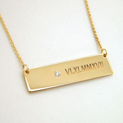 Roman Numeral Necklace, Wedding Date Necklace, Anniversary Date, Bride Gift from Maid of Honor, Wedding Gift Idea from Groom Christmas gift
