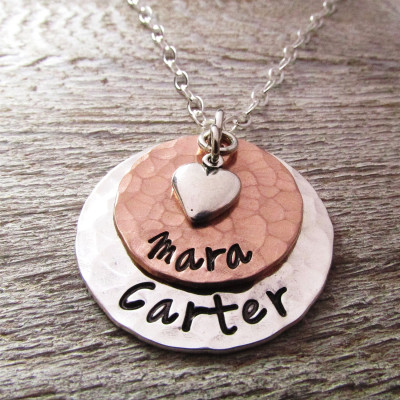 Rose Layered - Mom Necklace - hand stamped necklace - personalized necklace - mothers necklace