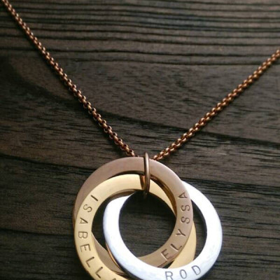 Russian Connecting Ring Necklace Personalised Hand Stamped