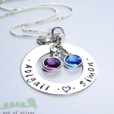 SALES - Women necklace- Personalized jewelry - handstamped mother necklace - Birthstone necklace