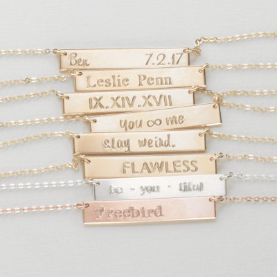 SIA Bar Necklace // Blank or Personalized, Sterling Silver, 18k Gold Plated, 18k Rose Gold Plated, Hand Stamped Name Plate Necklace // N128