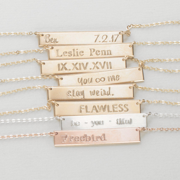 SIA Bar Necklace // Blank or Personalized, Sterling Silver, 18k Gold Plated, 18k Rose Gold Plated, Hand Stamped Name Plate Necklace // N128