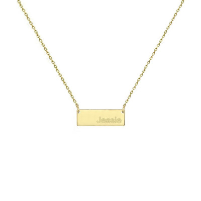 Sale 18k solid gold Bar Necklace Engravable Bar necklace 1/2 inch Bar necklace Tiny Nameplate Any Engraving