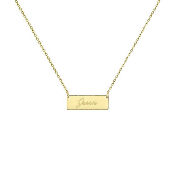 Sale 18k solid gold Bar Necklace Engravable Bar necklace 1/2 inch Bar necklace Tiny Nameplate Any Engraving