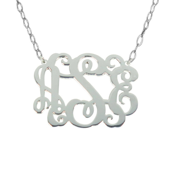 Sale Personalized Monogram 1.5 inch Sterling Silver Monogram Necklace Any Initial Monogram Necklace Name Pendant