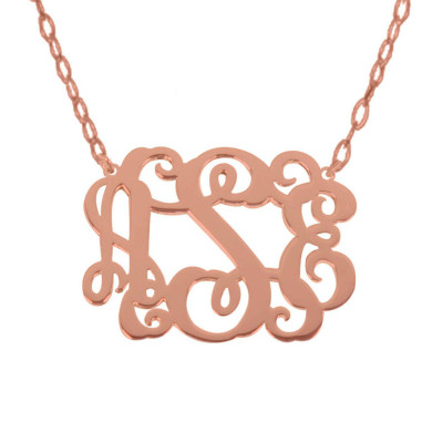 Sale Rose Gold Monogram Necklace 1.5 Inch Any Initial Monogram Necklace, 1.5" inch Personalized Monogram 925 sterling silver