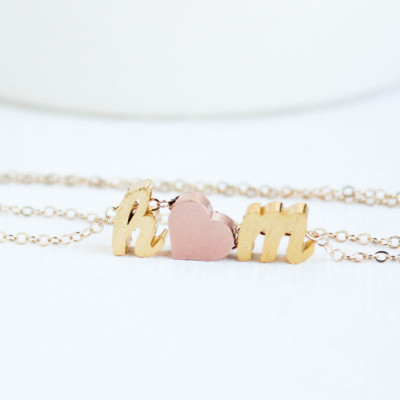 Script Letter Necklace, Initial heart necklace, Couples necklace, Initial Necklace, Gold Necklace