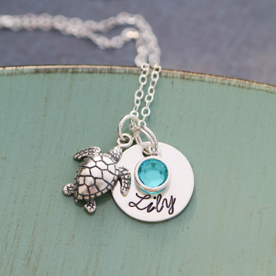 Sea Turtle Necklace Bridesmaid Gift • Sterling Silver Turtle Charm Beach Wedding •Tropical Turtle Gift Beach Jewelry Summer Gift
