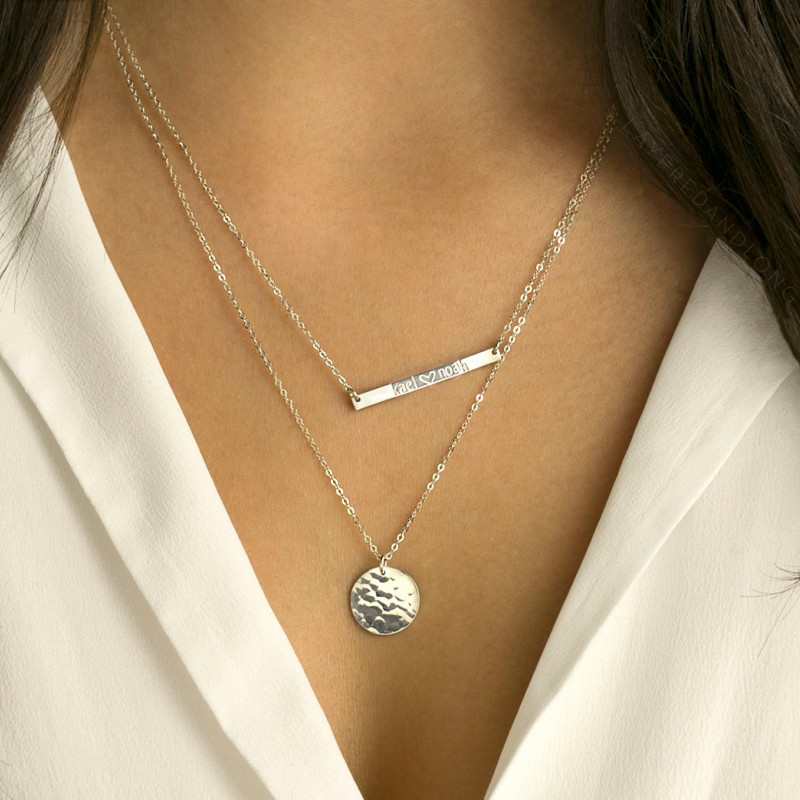 Silver Layered Necklace Set, 2pc Personalized Layering Necklaces
