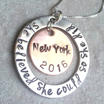 She Believed She Could So She Did, Personalized Necklace, Graduation Necklace, Inspirational Necklace, Custom Necklace, natashaaloha