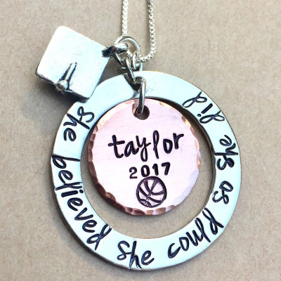 She Believed She Could So She Did, Valentine For Her, Personalized Graduation Necklace, High School Graduation Gift, College Graduation Gift