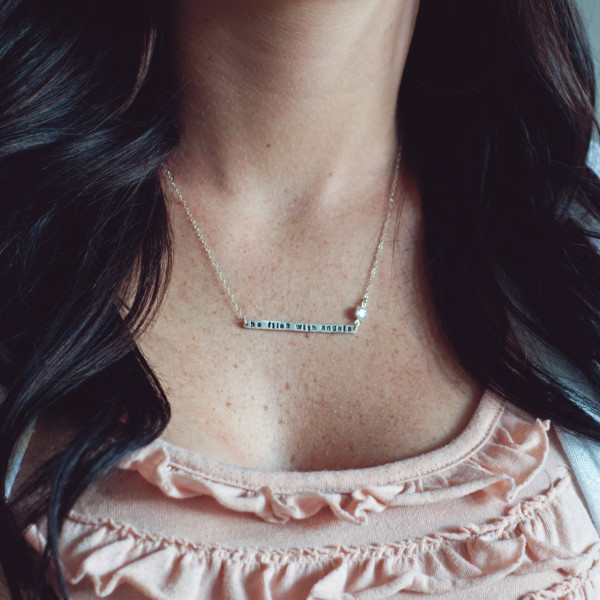 She Flies With Angels Remembrance Necklace - Memory Jewelry with Diamond