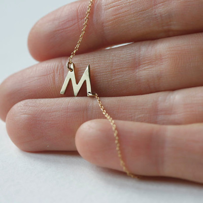 Sideways Initial Necklace, Gold Initial Necklace, Personalized Necklace, Gold Personalized Necklace, Initial Necklace Gold, Initial Necklace