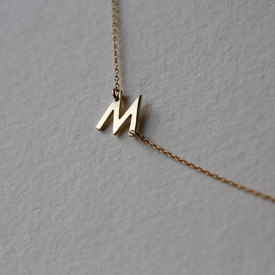 Sideways Initial Necklace, Gold Initial Necklace, Personalized Necklace, Gold Personalized Necklace, Initial Necklace Gold, Initial Necklace