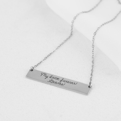 Signature Bar Necklace • Your Actual Handwriting Bar Necklace • Engraved Handwriting Jewelry • Personalized Gift • Mother Gift NM22