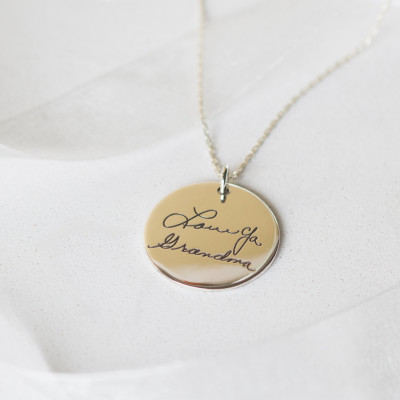 Signature Disk Necklace - Actual Handwriting Disk Necklace - Name Necklace - Memorial Disk Necklace - Sympathy Gift