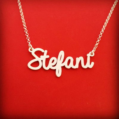 Silver Handwriting Necklace Silver Signature Necklace Mother's Day Gift Word Necklace Signature Jewelry Stefani Necklace