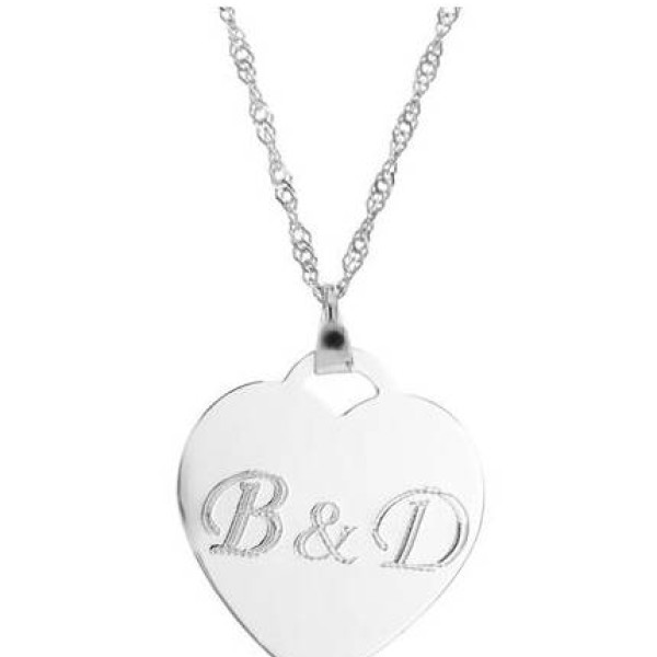 Silver Initials Necklace - Heart Necklace - Personalized Necklace - Engraved Necklace - Personalized Jewelry - Personalized Gift - BFF Gift