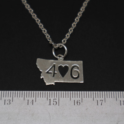 Silver Montana 406 Necklace Pendant - Montana Jewelry, Montana Map, Pride, Girl