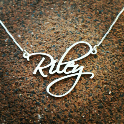 Silver Name Necklace / Pretty Little Liars Necklace / Personalized Custom made nameplate / Sterling Silver Scriptina Font Name Necklace