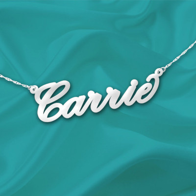 Silver Name Necklace Carrie - Sterling Silver Handcrafted - Personalized Name Necklace - Made in USA
