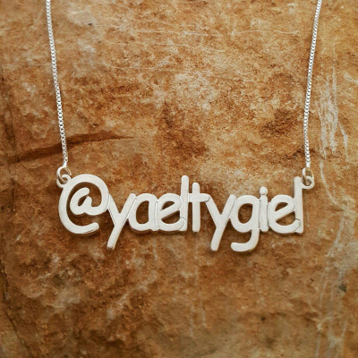 Silver Name Necklace Twitter necklace Instagram Necklace Personalized Silver Name Necklace Custom Name Jewelry Social Media Twitter Facebook