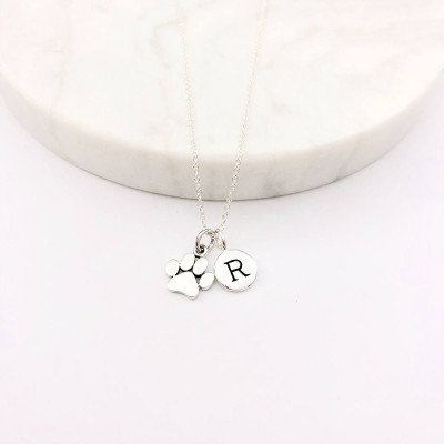 Silver Paw Print Necklace - Personalized Jewelry - Pet Jewelry - Silver Necklace