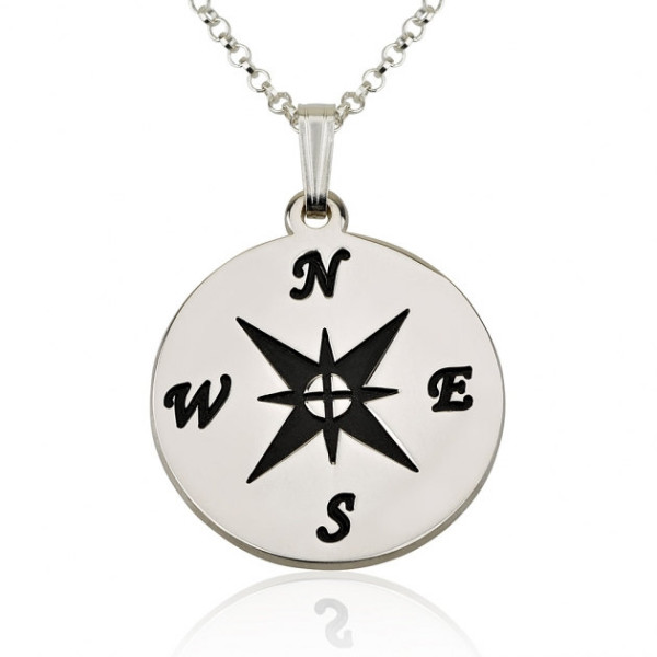 Silver Sterling Compass Necklace with chain