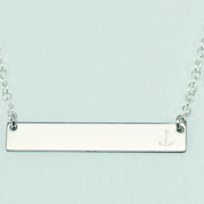 Silver bar necklace - dainty silver necklace - minimalist necklace - sterling silver jewelry - simple silver necklace - engraved necklace