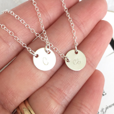 Simple Layered Sterling Silver Double Initial Necklace....Mother, Daughter, Sister, Best Friend