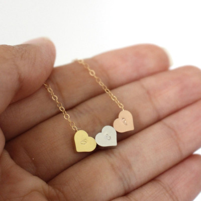 Sister Necklaces for 3, Big Sister, Middle Sisters, Little Sister, 3 Sisters Jewelry, Gold Sister Necklace, Sisters Necklace Set of 3 Hearts