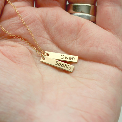 Small Engraved Tag Necklace - Initial Necklace Name Necklace, Gift for Mom, Engraved Custom Personalized Gift Child Names Initials Necklace