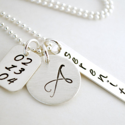 Sobriety Anniversary - Serenity Necklace - Custom Initial Necklace for Women Hand Stamped Serenity Jewelry Recovery Gift