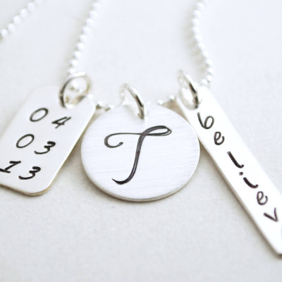 Sobriety Necklace Anniversary Custom Initial Necklace for Women Hand Stamped Believe Jewelry Recovery Gift