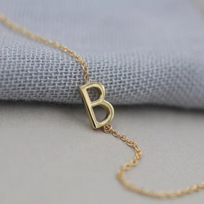 Solid 18k gold block initial necklace personalized necklace custom necklace