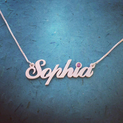 Sophia Style Name Necklace, Solid 18k White Gold Name Necklace, My Name Necklace,Women Jewelry, Real Gold Name Necklace, Pure Gold