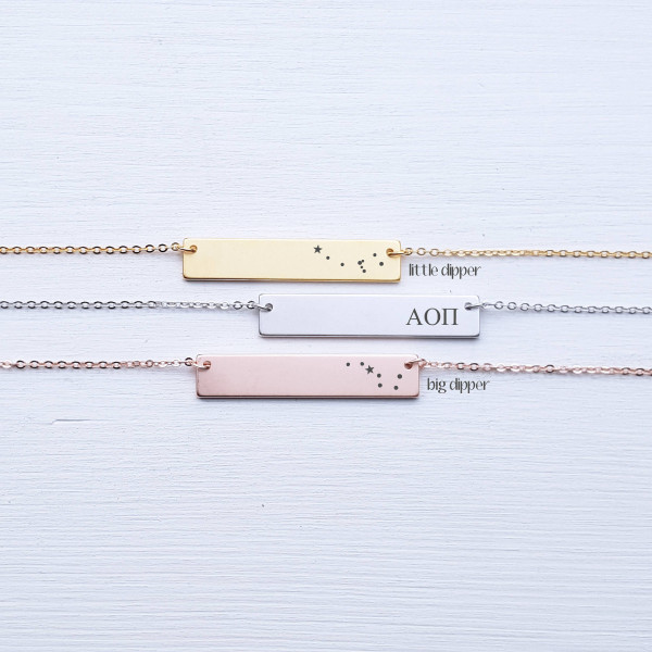 Sorority Personalized Bar Necklace Custom Name Big Dipper Little Dipper Personalized Necklace Rose Gold Silver Best Friend Gift for Friend