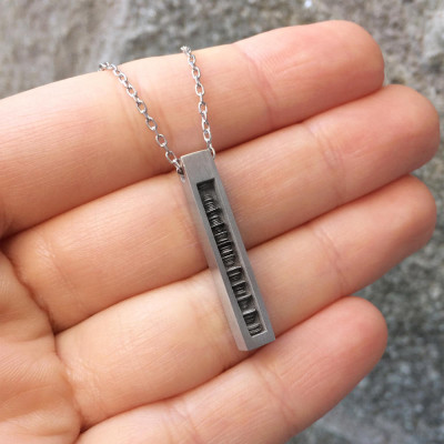 Sound Wave Cubic Bar Necklace in Sterling Silver Metal, Custom Sound Wave Necklace, Waveform Necklace, Heartbeat Necklace, I Do Necklace