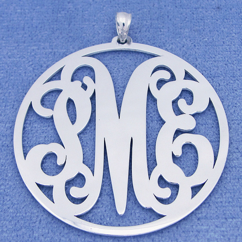 18 or 20 Inches 3 Initial Pendant TwoBirch CUSTOMIZEABLE 1.25 Inch Sterling Silver Monogram Necklace in 14 16 